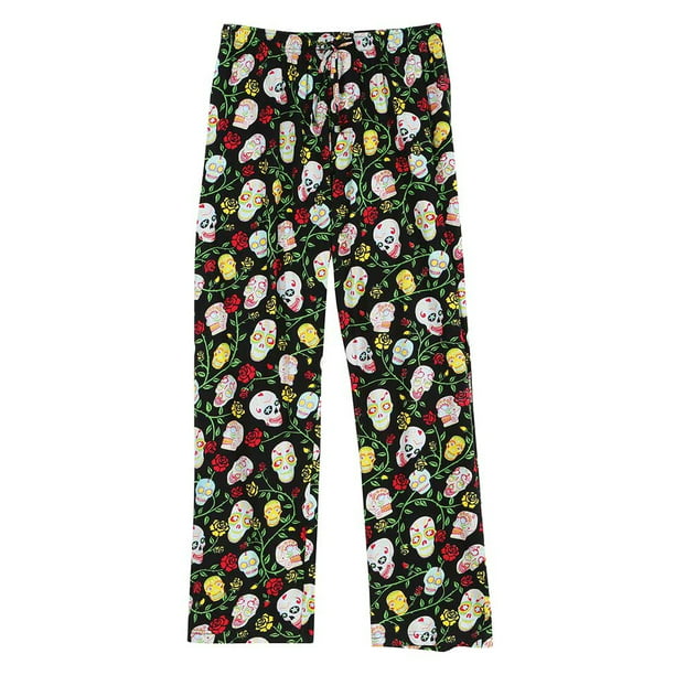Personalized Sugar Skulls & Flowers Mens Pajama Pants 